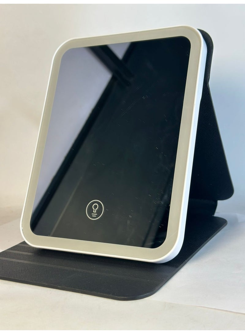 مرايا تجميل - مرآة حسابية أنيقة بإضاءة LED، تعمل بمنفذ USB، تصميم مستطيل، سطح ملون، صغيرة الحجم ومتعددة الاستخدامات للمكياج والعناية الشخصية (قد يختلف اللون) - Image 4